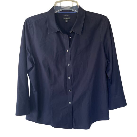 Talbots Navy Blue Wrinkle Free Buttondown Shirt no iron - Picture 1 of 9